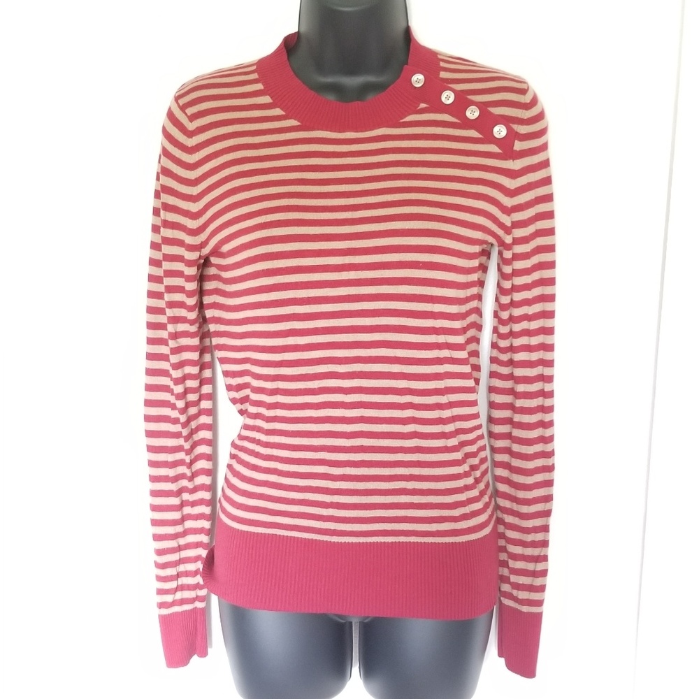 Gap Red/Tan Stripe Long Sleeve Light Sweater